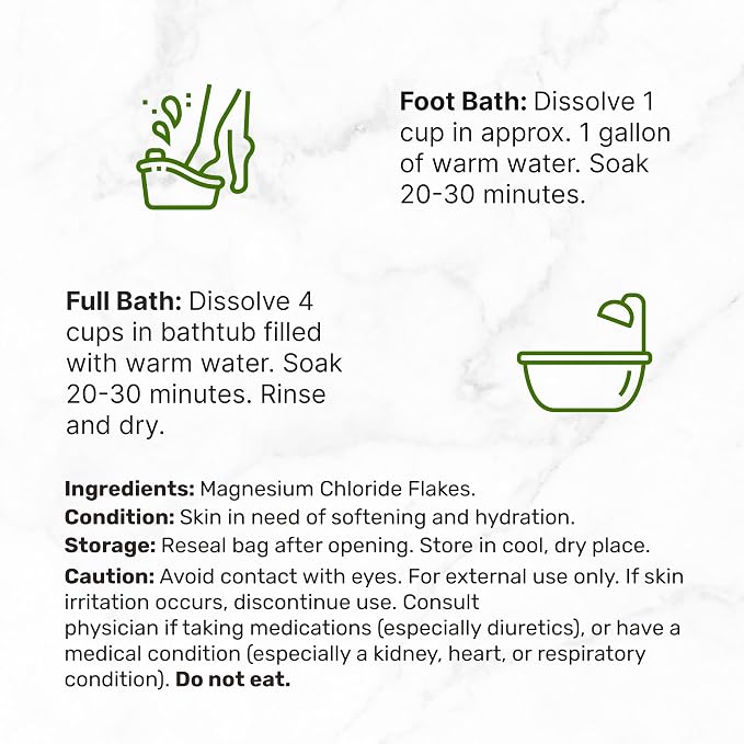DEAL SUPPLEMENT Pure Magnesium Flakes Bath Soaks, 10lbs - Natural Epsom Salt Substitute | High-Absorption Chloride | Hydrates Skin & Promotes Relaxation - Unscented