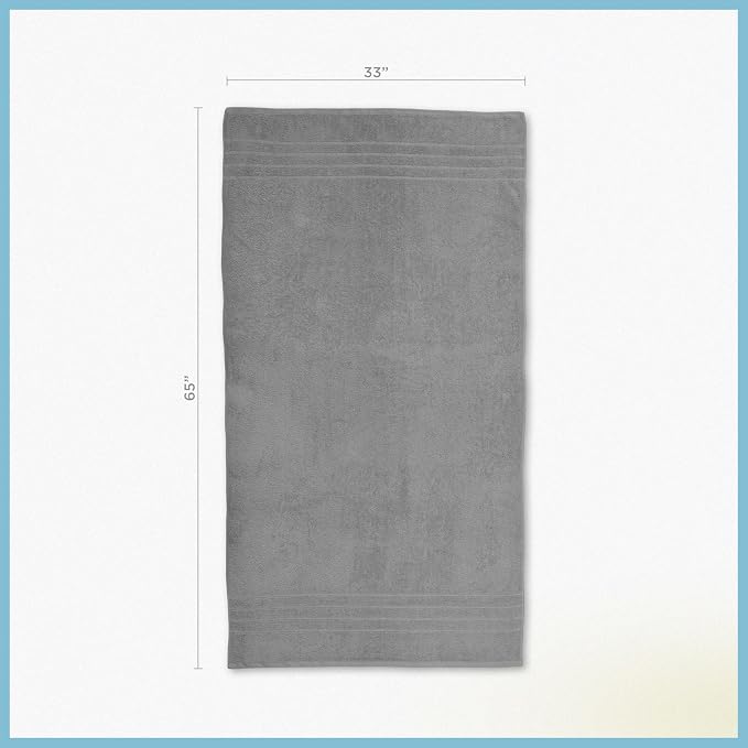 Martex 2-Pack Ultimate Performance Bath Sheet Set, Monument Grey, 33" x 65" | 100% Cotton, Extra Large Bath Towels, Super Absorbent, Low-Linting, Supersoft