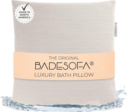 BADESOFA® Luxury Bath Pillow M - Lusciously Soft & Comfortable Tub Pillow for Bathtub - Washable & Quick-Drying Bath Back Pillow - Non-Slip Full Body Tub Pillow - Luxury Spa Cushion in Ivory Pearl