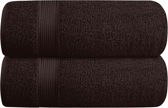 Belizzi Home Cotton 2 Pack Oversized Bath Towel Set 28x55 inches, Large Bath Towels, Ultra Absorbant Compact Quickdry & Lightweight Towel, Ideal for Gym Travel Camp Pool - Brown