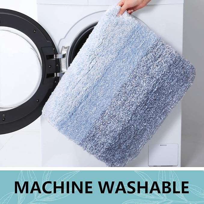 Arotive Microfiber Bathroom Rugs, Shaggy Soft and Absorbent Bath Rug, Thick Plush Machine Washable Dry Bath Mats for Bathroom, Tub and Shower, 24x16, Light Blue, Rectangular