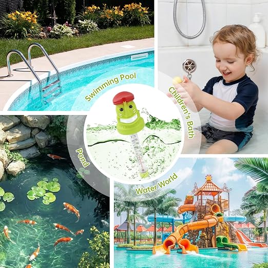 Floating Pool Thermometer, Large Display with String Easy to Read, Shatter Resistant, Water Temperature Thermometer for Outdoor & Indoor Swimming Pools, Spas, Hot Tubs, Aquariums(Tiki)