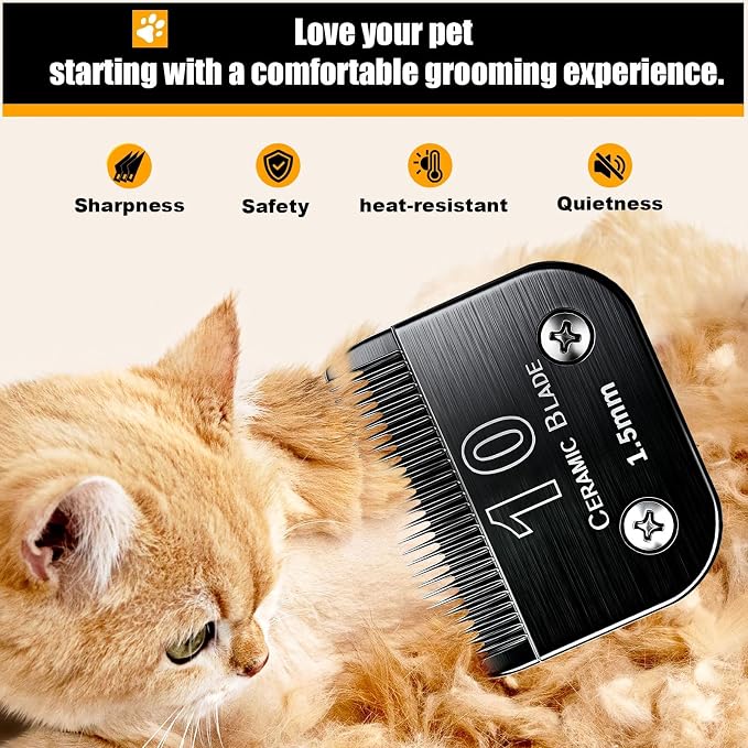 6Pack Dog Grooming Blades Compatible with Andis | Dog Clipper Blades For Oster A5, Wahl km10, Stainless Steel Blades, For Dog, Cat, Horse,Size #10+30+4FC+4FC+5FC+7FC,Black