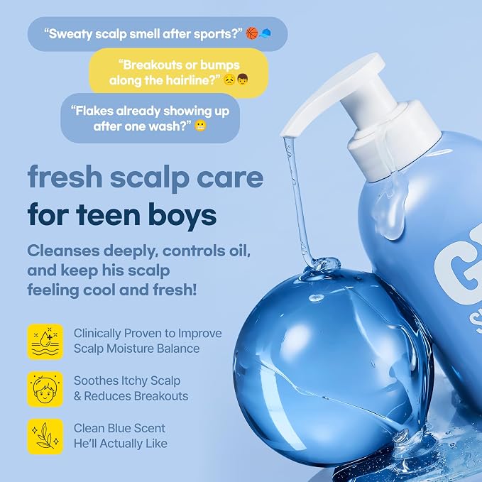 TS GD Shampoo for Boys with Oily Scalp, Sweat, Itchy, Flakes and Odor, Sulfate and Silicone Free Scalp Cleanser For Oil Balance and Build Up Care, Korean Hair Care 14.1 fl oz 400ml