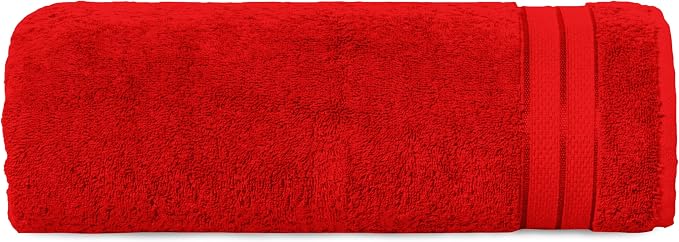 Elegant Comfort Three Line Popcorn Towel Set for Bathroom 35 x 70 inches, Premium Hotel Quality 1-Pack Jumbo Towels, 100% Turkish Cotton, Soft and Durable, Quick Dry and Highly Absorbent, Red
