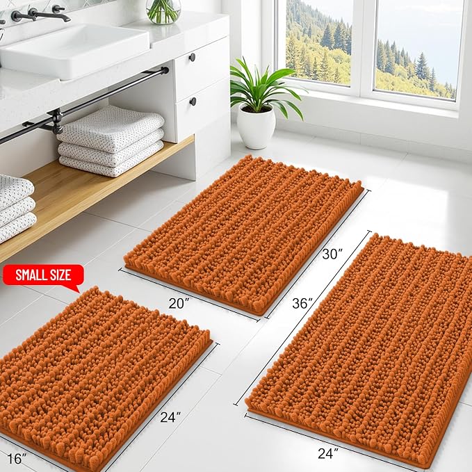 Smiry Bathroom Rugs Mat 36x24, Extra Soft Absorbent Chenille Bath Rugs, Non Slip Rubber Backing Machine Washable Quick Dry Bath Mats for Bathroom Floor, Tub, Shower, Home Decor Accessories, Clay