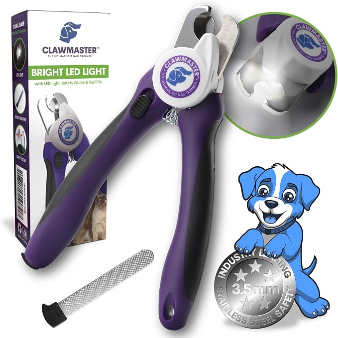 LED Pet Nail Clippers – Illuminated Dog & Cat Claw Trimmer with 3.5mm Stainless Steel Blade, Safety Guard & Built-in Light for Safe, Easy Grooming