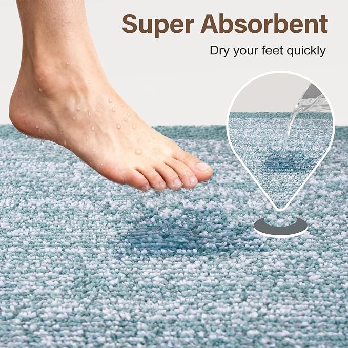 44x24 Large Bathroom Rugs Washable Non Slip, Dusty Blue Bath Mat for Bathroom Floor Tub, Soft Absorbent Quick Dry Mats for Shower, Bathtub,Home Decor