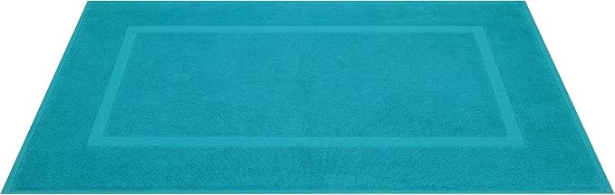Cotton Paradise 100% Cotton Turkish Bathmat Set, Soft Absorbent Quick Dry, 2 Piece 20x34 Bathmat Floor Set, Ocean Aqua