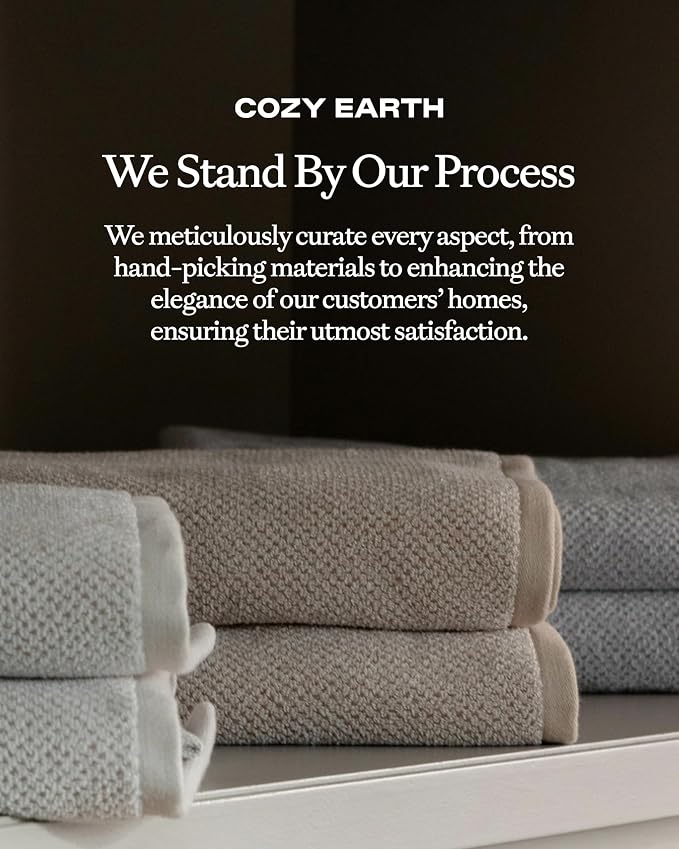 Cozy Earth Nantucket 60% Cotton 40% Viscose from Bamboo Hand Towel - 600 GSM Plush & Fast-Drying with Rice Weave Pattern - 2 Pack 20" x 30" Luxury Hand Towel - Harbor Mist