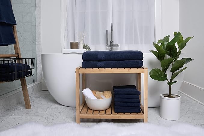 COTTON CRAFT Hotel Spa Luxury Bath Sheet - 2 Pack - Oversized Extra Large 40 x 80 - Heavyweight 700 GSM 2 Ply Ringspun Cotton - Soft Absorbent Everyday Use Home Bath Easy Care Towel Set - Navy