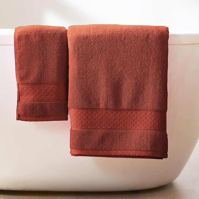 COZYART Burnt Orange Bath Towel Set 6 Piece, 100% Zero Twist Ring Spun Turkish Cotton 650GSM, Ultra Soft Absorbent Fast Dry Hotel Quality Bathroom Towels
