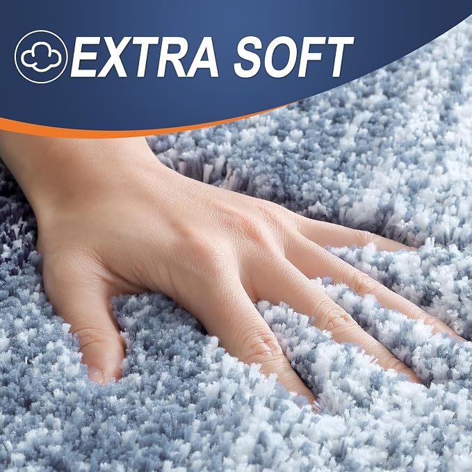 OLANLY Bathroom Runner Rugs Mat 70x24, Extra Soft Absorbent Microfiber Bath Rugs, Rubber Backing, Quick Dry, Washable Long Bath Mats for Bathroom, Tub and Shower, Home Decor Accessories, Airy Blue