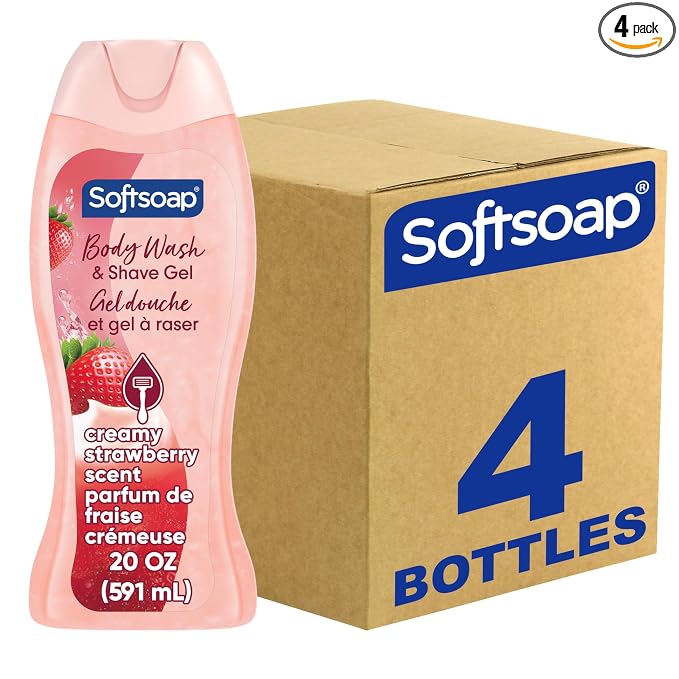 Softsoap Moisturizing Body Wash and Shave Gel, Helps Razor Glide, Creamy Strawberry Scent, 20 fl oz
