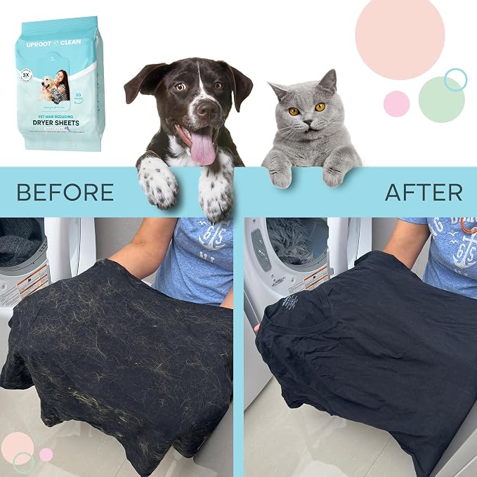 Uproot Clean Dryer Sheets Pet Hair Reducing (50 Pcs) Summer Wisteria Scent: The Ultimate Pet Hair Dryer Sheets for Homes With Animals - Reduces the Static Clinging of Fur - Gentle on Sensitive Skin