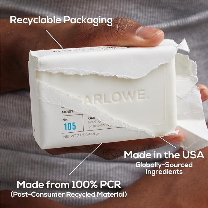 MARLOWE. Bar Soap for Men, Moisturizing Body Soap, Sage + Fir, 7 oz | Nourishing & Refreshing with Natural Extracts, Shea Butter, Olive Oil & Green Tea Extracts, Original Sage & Fir Scent
