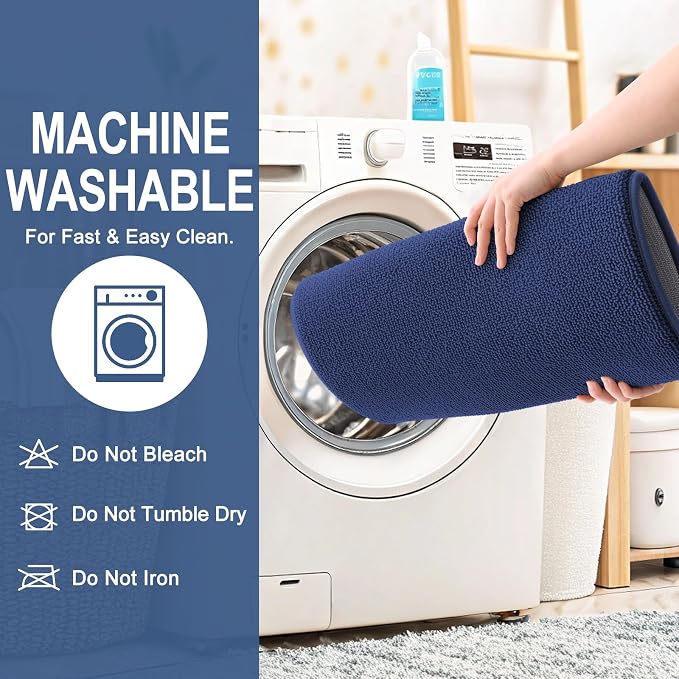 OLANLY Thick Memory Foam Bathroom Runner Rugs 44x24, Extra Soft Absorbent Long Bath Rug, Quick Dry Bath Mats, Non-Slip, Machine Washable Mat, Tub and Shower, Home Decor Accessories, Twilight Sapphire