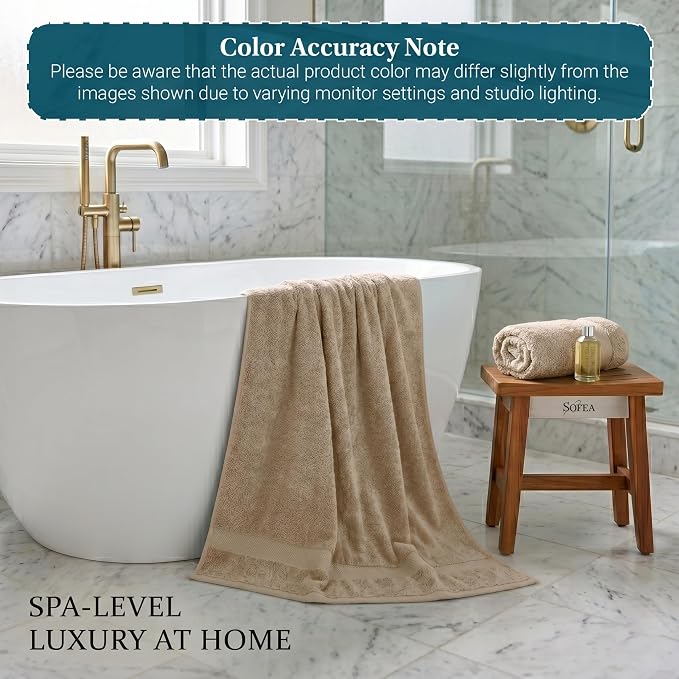 Sofea Bath Sheet Towels 2 Pack Oversized, (35 x 70 Inches) 100% Cotton Jumbo Bathroom Towels, Extra Large Soft Absorbent Bath Sheet Towels