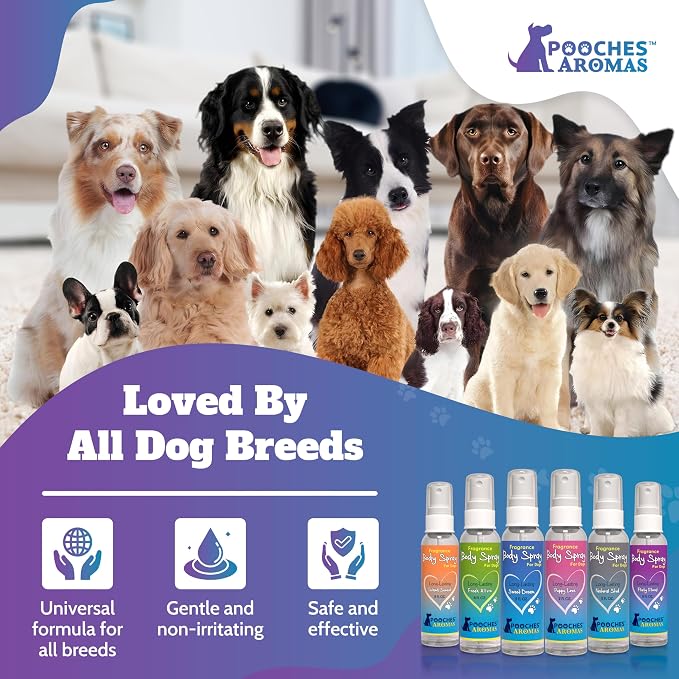 Natural Dog Cologne - Premium Grooming Spray - Long Lasting Spray - Deodorizing & Refreshing For Dogs, Adult Canines and Puppies - Aromas Scent to Refresh the Skin (Pack of 6)
