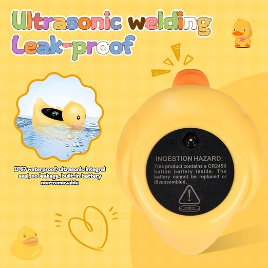 Baby Bath Thermometer - Digital Floating Water Thermometer with LED Display & Color Temperature Alerts, Rechargeable Bath Toy for Infant Bathtub Safety, Newborn Bath Essentials Gift