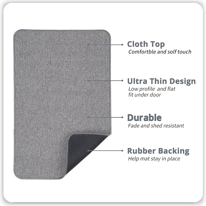 Bosap Bath Mat,Ultra Thin Bathroom Rugs,Rubber Bath Mats for Bathroom,No Slip Bath Rugs,Quick Dry,Machine Washable,Low Pile,Absorbent,Shower Outside,Sink,Home Decor Accessories.Grey,1'5"x2'3"(2 Pack)
