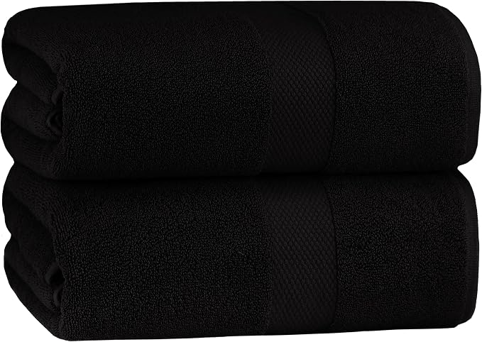 COTTON CRAFT Hotel Spa Luxury Bath Sheet - 2 Pack - Oversized Extra Large 40 x 80 - Heavyweight 700 GSM 2 Ply Ringspun Cotton - Soft Absorbent Everyday Use Home Bath Easy Care Towel Set - Black