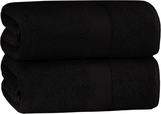 COTTON CRAFT Hotel Spa Luxury Bath Sheet - 2 Pack - Oversized Extra Large 40 x 80 - Heavyweight 700 GSM 2 Ply Ringspun Cotton - Soft Absorbent Everyday Use Home Bath Easy Care Towel Set - Black