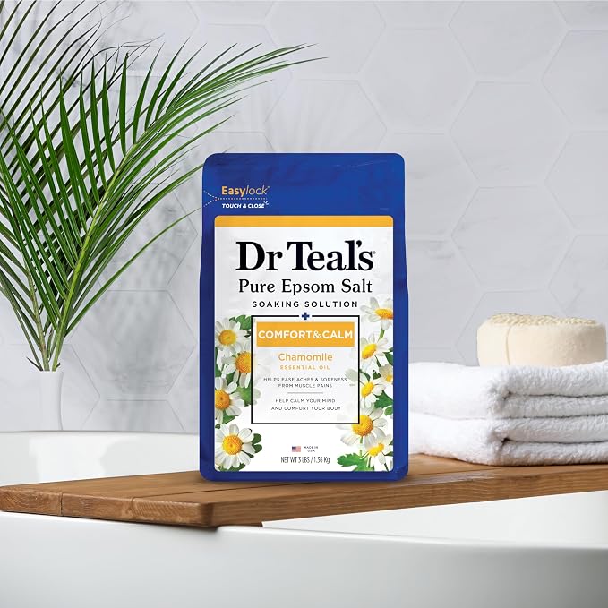 Dr Teal's Epsom Salt Soaking Solution, Chamomile, 48 Oz (Pack of 2)