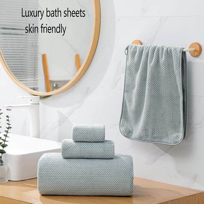 YTYC Towels,39x78 Inch Oversized Bath Sheets Towels for Adults Luxury Bath Towels Extra Large Sets for Bathroom Super Soft Highly Absorbent Microfiber 80% Polyester (Grey,2 Piece)