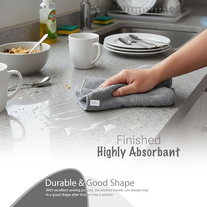 Basic Wash Cloths 12x12 Inches – Bulk Pack of 24 – Grey Color – Soft and Absorbent Multipurpose Cotton Washcloths for Bathroom, Spa, Gym, Salon, Hotel, and Everyday Use