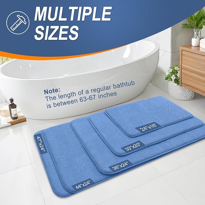 OLANLY Thick Memory Foam Small Bathroom Rugs 24x16, Extra Soft Absorbent Bath Rug, Quick Dry Bath Mat, Non-Slip, Machine Washable Mat for Floor, Tub and Shower, Home Decor Accessories, Cornflower Blue