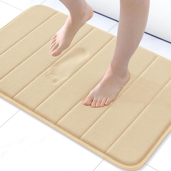Buganda Memory Foam Bath Mat, 30" x 20", Ultra Soft Bathroom Rugs, Water Absorbent and Machine Washable Bath Rug for Bathroom, Shower, and Tub, Gold