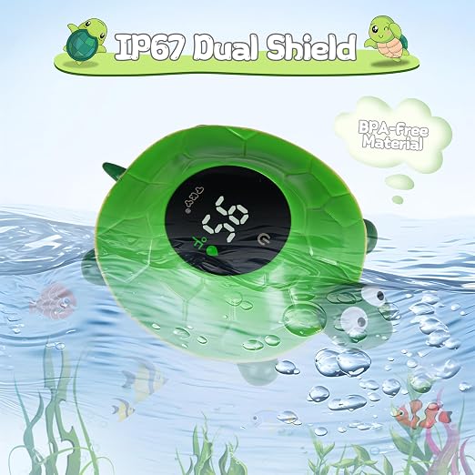 Baby Bath Thermometer - Digital Floating Water Thermometer with LED Display & Color Temperature Alerts, Rechargeable Bath Toy for Infant Bathtub Safety, Newborn Bath Essentials Gift