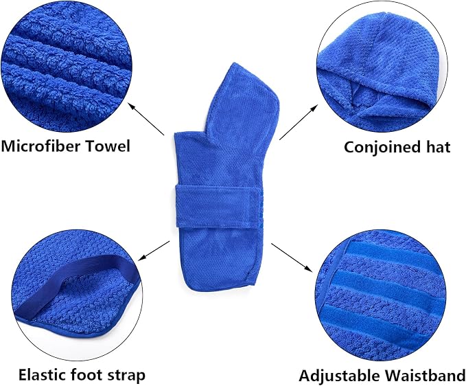 Geyecete Dog Drying Coat with Hood - Pineapple Grid Fast Drying - Blue - XL