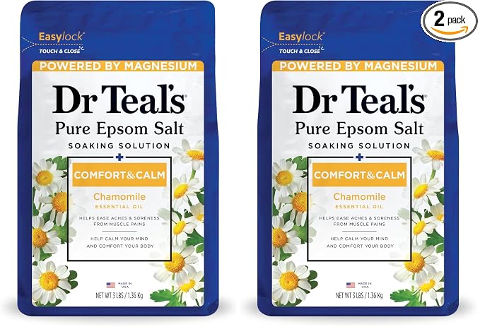 Dr Teal's Epsom Salt Soaking Solution, Chamomile, 48 Oz (Pack of 2)