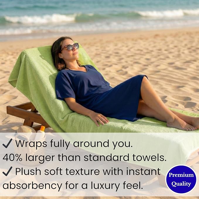 SALBAKOS Luxury 100% Turkish Cotton 40x80 in Extra Large Beach & Bath Towels | Oversized Bath Sheets | Premium Hotel Quality Thick Soft Absorbent Turkish Towel (Pack of 1, Green, Jumbo Bath Sheet)