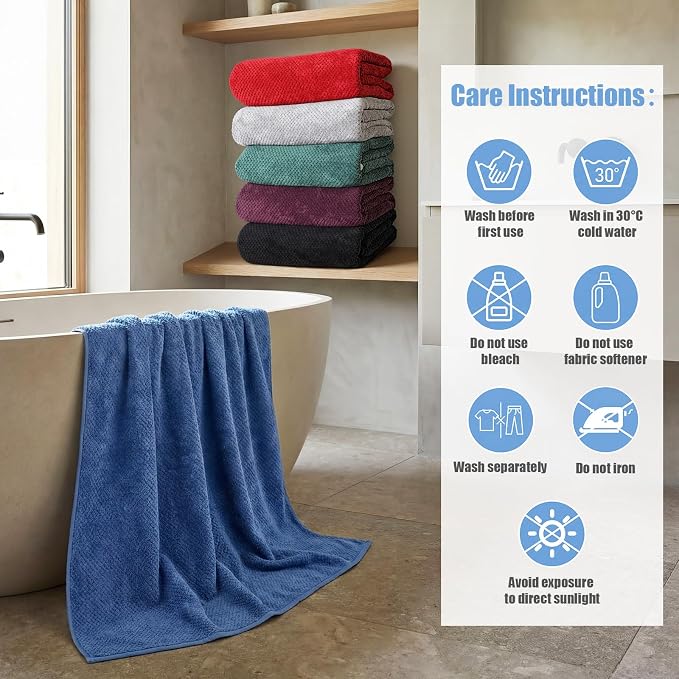 Newwiee 6 Pcs Oversized Bath Towels 40 x 80 Inches Extra Large Jumbo Bath Sheets Beach Towels for Adults Soft Quick Dry Highly Absorbent Microfiber Shower Towel with Hanging Loop(Dark Color)