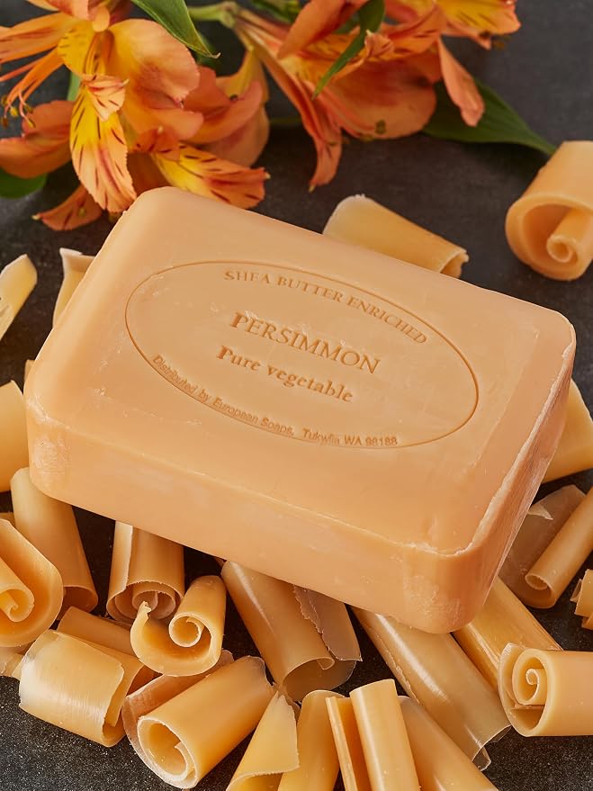 Pre de Provence Artisanal Soap Bar, Enriched with Organic Shea Butter, Natural French Skincare, Quad Milled for Rich Smooth Lather, 8.8 Ounce, Persimmon