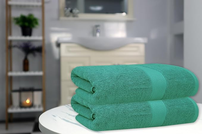 Luxury Bath Towels - 4 Pack Ultra Soft and Absorbent Cotton Bath Towels for Bathroom, Spa, and Hotel Use - Quick-Dry and Durable Towels Set 27x54'' (Dark Green)