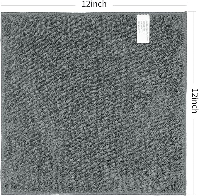 Orighty Washcloths Bulk, 100 Pack Highly Absorbent & Soft Feel Microfiber Face Towels, Multi-Purpose Wash Cloths & Hand Towels for Bathroom, Hotel, Spa, and Gym, 12x12 Inch, Grey