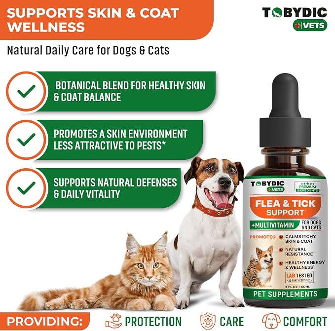 Flea & Tick Prevention Support - Oral Flea Natural Control & Treatment for Dogs and Cats - Herbal Medicine for Small and Large Dogs with Multivitamin Pet Supplement