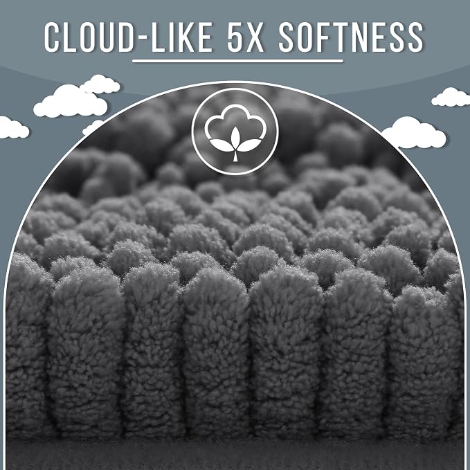 Yimobra Bathroom Rug Mat 36 x 24, Non Slip and Super Absorbent Bath Mat,Machine Washable Quick Dry,Ultra Plush Chenille Shower Rugs for Bathroom Floor Sink Tub and Shower Outside,Dark Gray
