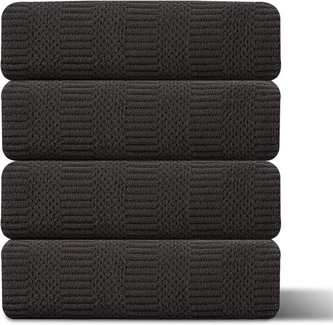 Ferdilan 4 Piece Oversized Bath Towels Set 35x70 Inches, Black Brown Extra Large Soft Bath Sheet Chair Towels 600 GSM Highly Absorbent Quick Dry Towels Set for Bathroom Hotel Spa…