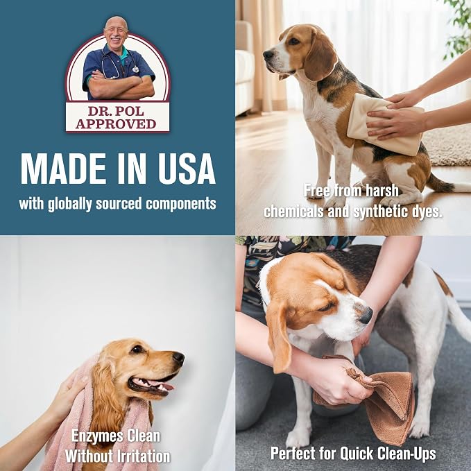 Dr. Pol Incredi-Pol Waterless Shampoo | Waterless Dog Shampoo & No-Rinse Pet Cleanser | Rinse Free Dog Shampoo for Smelly Dogs | Safe for All Pets & Animals | Mango/Oatmeal | 16 oz