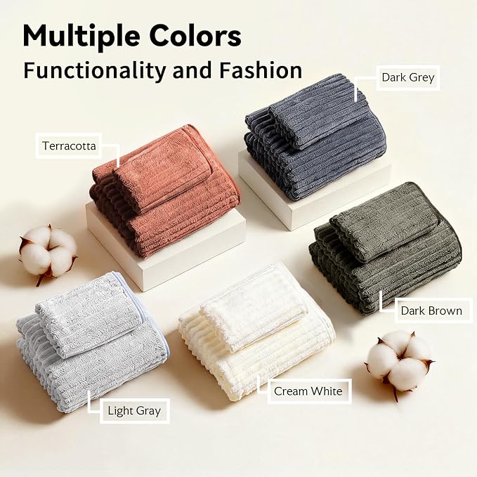 10-Piece Microfiber Bath Towel Set – 280 GSM Coral Fleece, Ultra Soft Quick Dry Towels, Includes 5 Oversized Bath Sheets 35”x67” & 5 Hand Towels, Absorbent Bathroom Towels for Home Spa (Dark color)