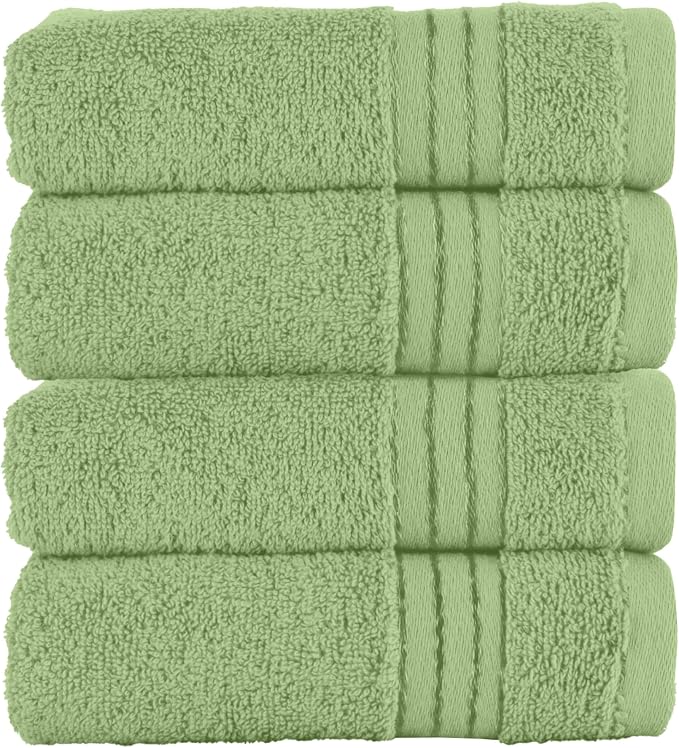 Elegant Comfort Premium Turkish Cotton 4 Pack Hand Towel Set - 16 x 28 inch, Luxurious Hotel Spa Quality 100% Turkish Cotton 4PC Hand Towel Set - Highly Absorbent - Soft Bathroom Towels, Sage