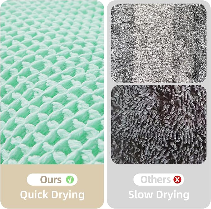 TYUU Waffle Bath Mat, Boho Bathroom Rugs Non Slip Washable Super Absorbent Quick Dry Cute Bath Mat Farmhouse Bathroom Decor, 24"x16" Aqua Blue