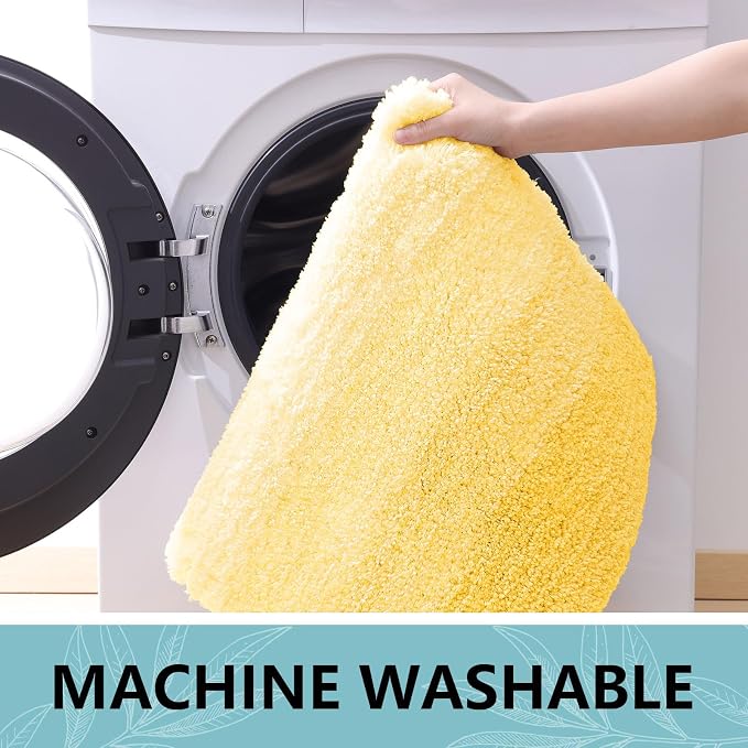 Arotive Microfiber Bathroom Rugs, Shaggy Soft and Absorbent Bath Rug, Thick Plush Machine Washable Dry Bath Mats for Bathroom, Tub and Shower, 47x17, Yellow, Rectangular