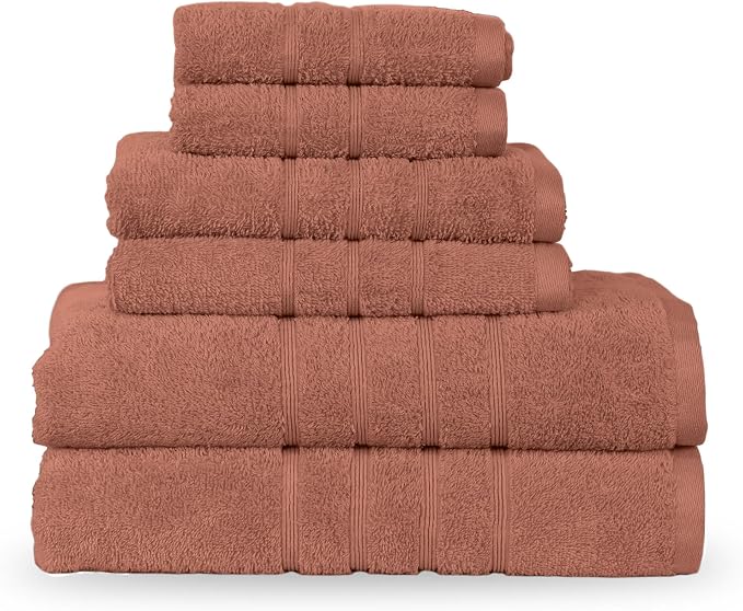 Martex Ultimate Performance 6-Piece Towel Set, Terracotta | 100% Cotton, Supersoft & Absorbent, Low-Linting, Easy Care, Versatile, 2 Bath Towels, 2 Hand Towels, 2 Wash Cloths