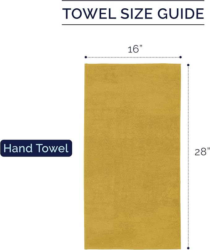 Elegant Comfort Premium Turkish Cotton 4 Pack Hand Towel Set - 16 x 28 inch, Luxurious Hotel Spa Quality 100% Turkish Cotton 4PC Hand Towel Set - Highly Absorbent - Soft Bathroom Towels, Gold
